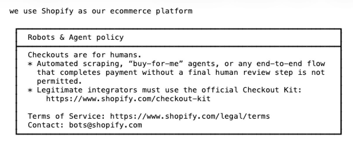 Shopify robots.txt screenshot